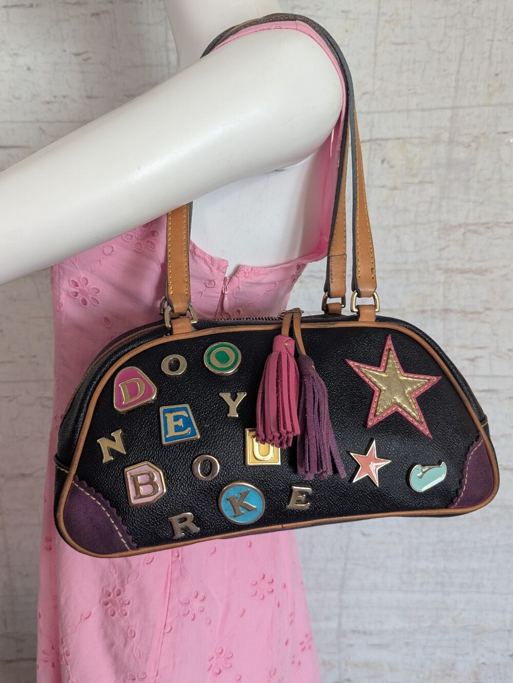 vintage 2004 Dooney & Bourke x Lindsay Lohan "Hearts and Charms" collection hand